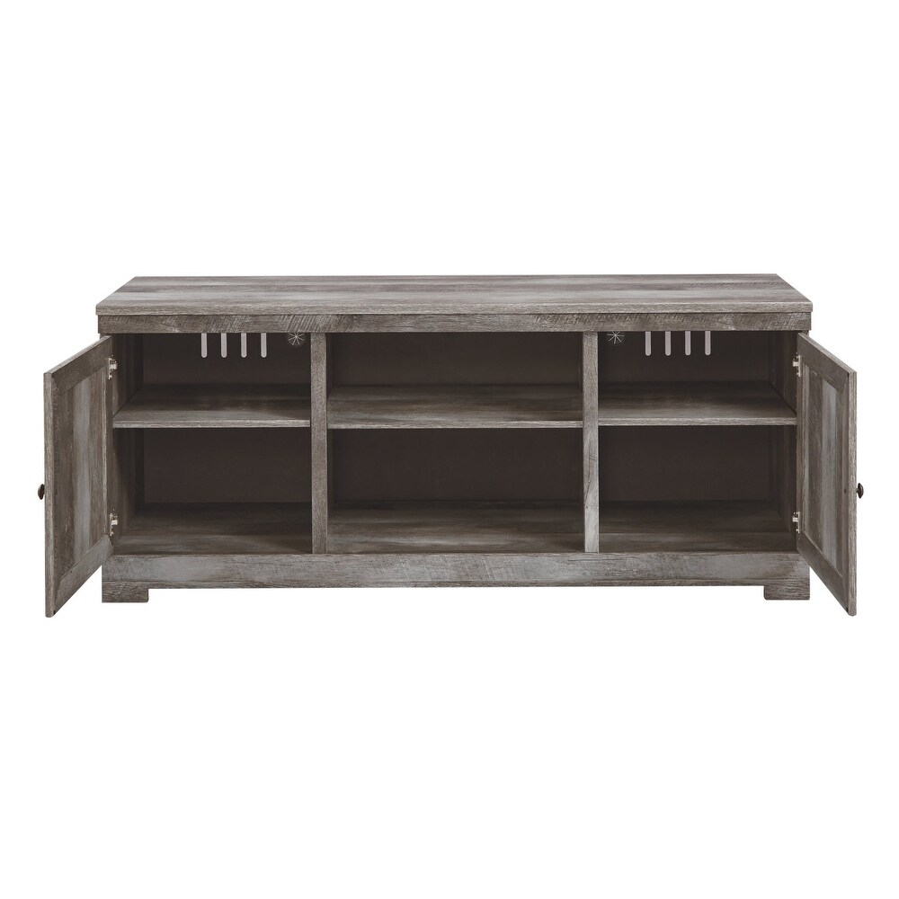 Wynnlow Casual Large TV Stand with Fireplace Option Gray