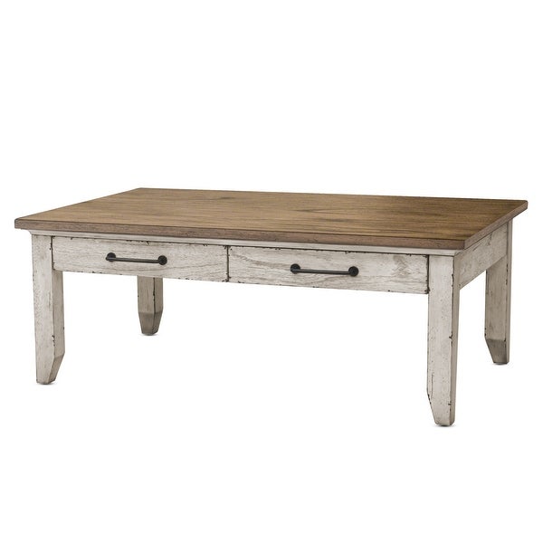 The Gray Barn Billings Creek Two-Tone Ivory and Honey Coffee Table