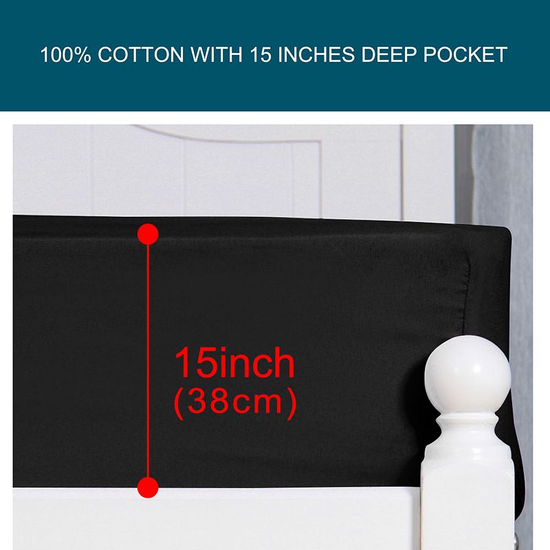 Breathable Fitted Sheets Durable Comfortable Bottom Shee15 Large Pocket Cotton Full 74 x 53(L*W)