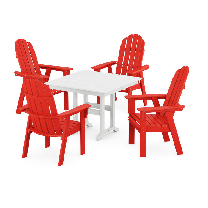 Polywood Vineyard Curveback Adirondack 5-Piece Farmhouse Dining Set PWS1165-1