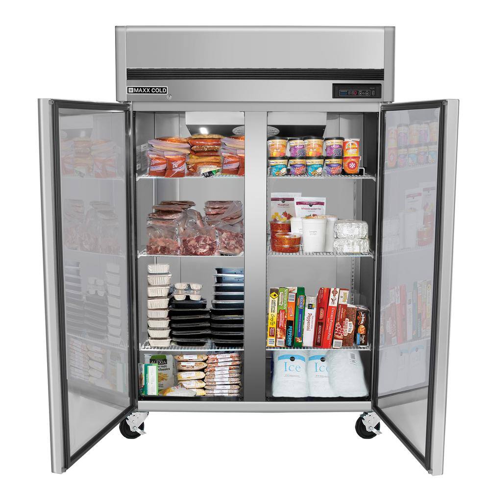 Maxx Cold 54 in. 49 cu. ft. AutoCycle Defrost Upright Freezer Top Mount Energy Star Rated in Stainless Steel MCFT-49FDHC