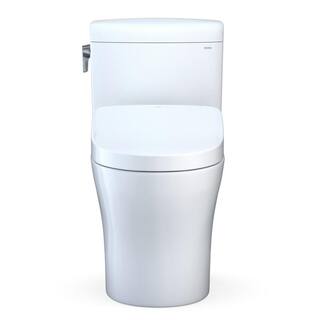 TOTO Aquia IV Cube 2-Piece 0.91.28GPF Dual Flush Elongated Comfort Height Toilet in Cotton White S550E Washlet Seat Included MW4363056CEMFGN#01