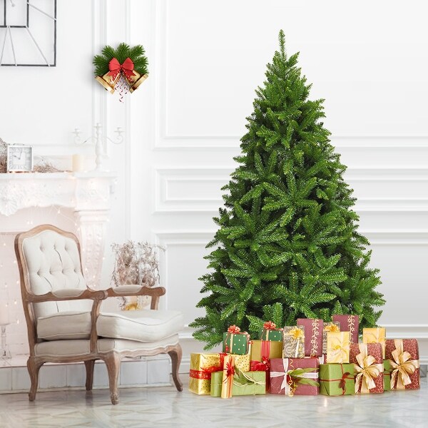 Gymax 6ft Artificial Christmas Fir Tree w/ 1250 Premium Hinged Branch