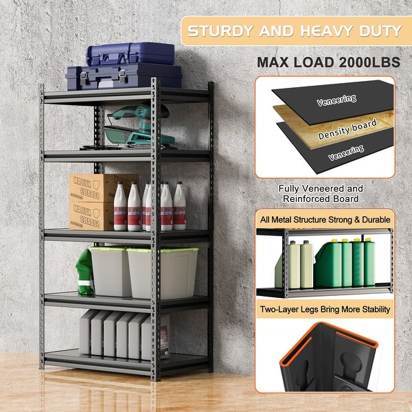 DoCred 5 Tier Heavy Duty Steel Storage Shelving Unit，3 Pack