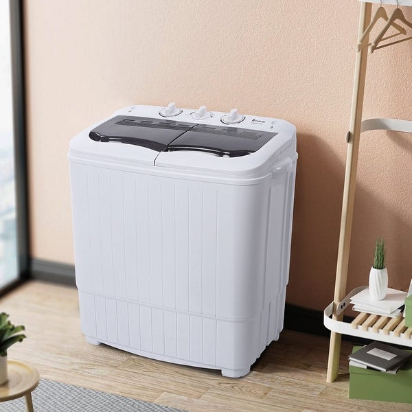 ZOKOP 14.3lbs Compact Semi-Automatic Twin Tube Washing Machine - 21.26