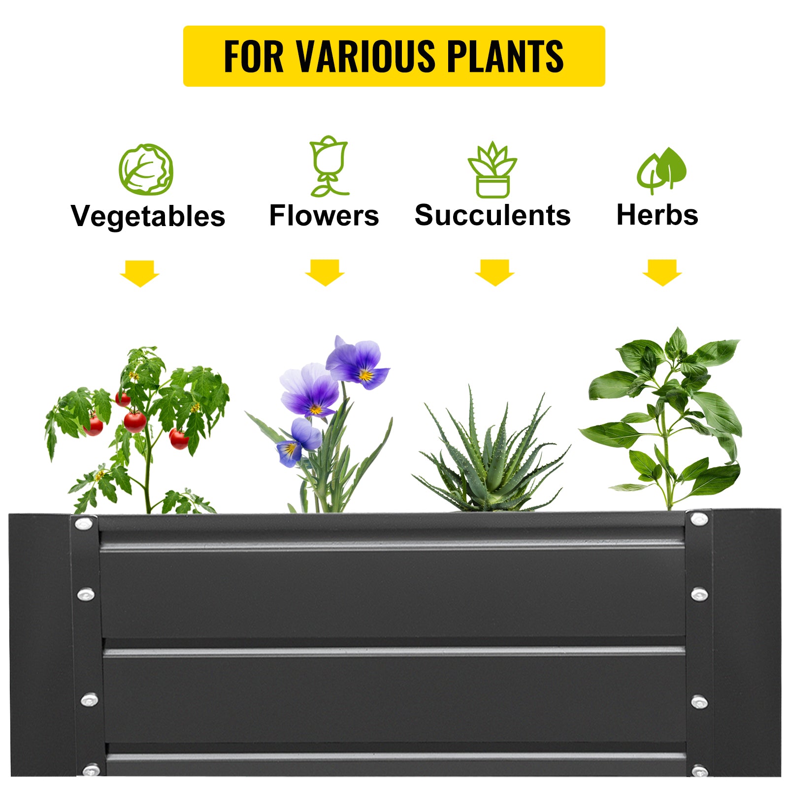 VEVORbrand Raised Metal Garden Bed 2 pcs, 24"x24"x12" Steel Garden Bed, Square Planter Box, Plant Raised Garden Bed Kit Outdoor Compost Garden Bed