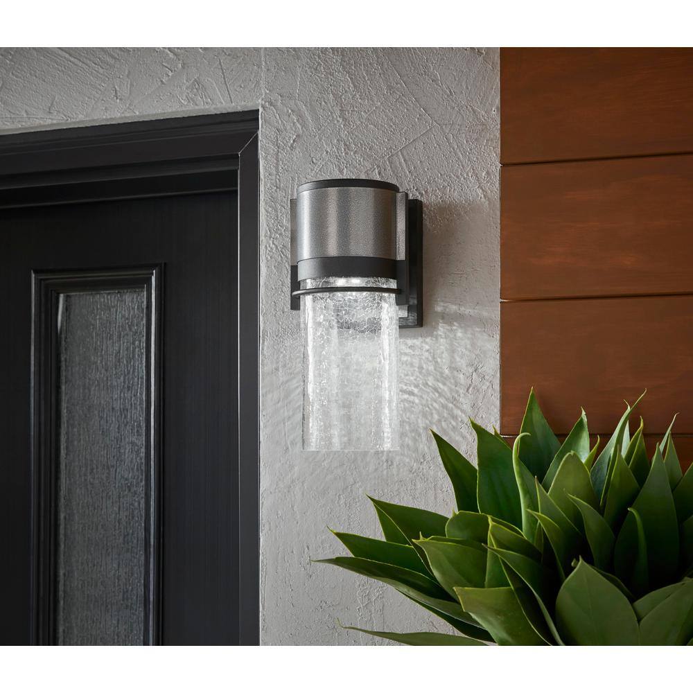 Home Decorators Collection Majestic 11.5 in. Black Integrated LED Outdoor Line Voltage Wall Sconce HB7064-306