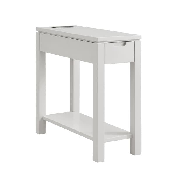 Leick Home Cade Wood Side Table with Drawer and AC/USB Outlet