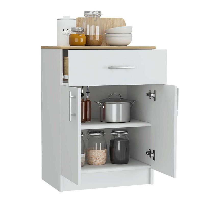 Oxford Pantry Cabinet， One Drawer， One Double Door Cabinet With Two Shelves