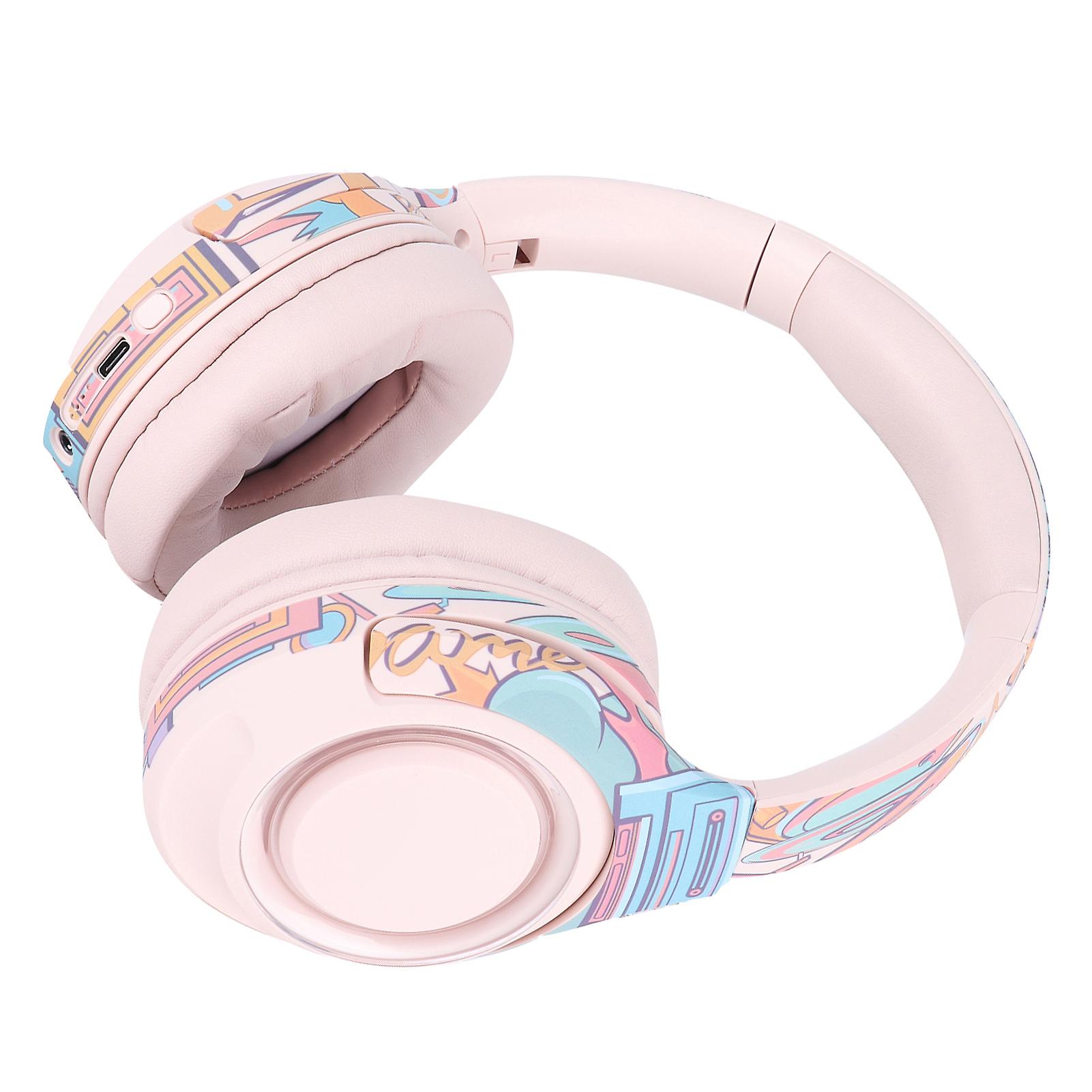 Ela2 Bluetooth Headset Wireless Headmounted Luminous Hifi Headphones With Microphone For Gaming(pink )