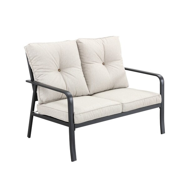 Patio Festival Outdoor Metal Loveseat with Cushions