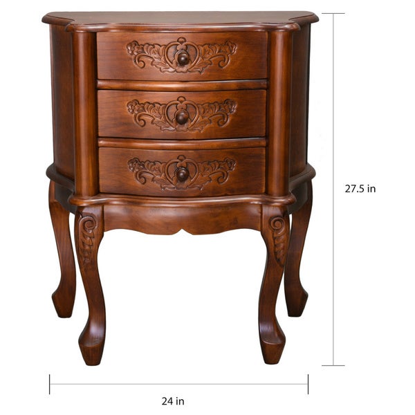 International Caravan Windsor Carved 3-Drawer Night Stand