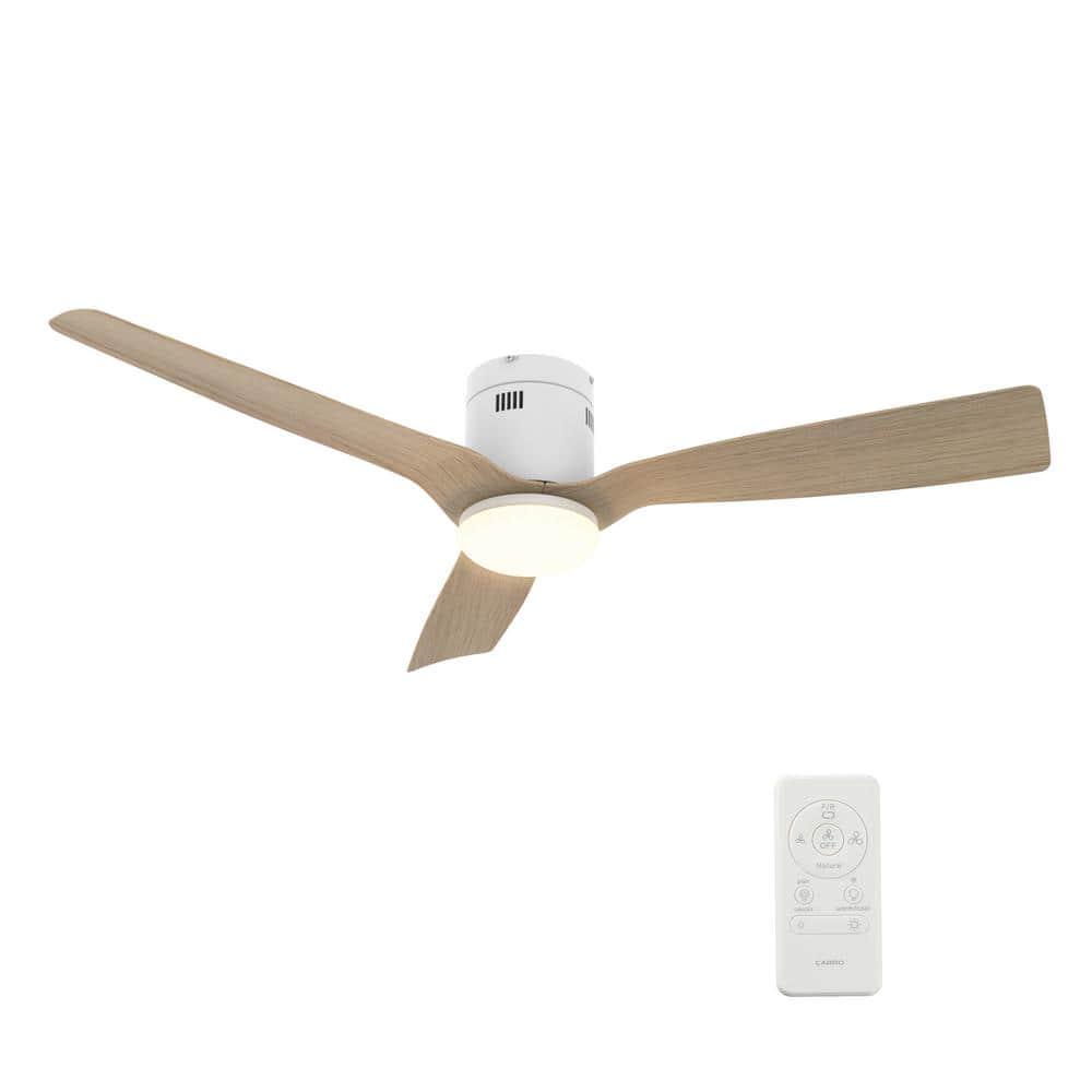 CARRO Striver 52 in Dimmable LED IndoorOutdoor White Smart Ceiling Fan Light and Remote Works with AlexaGoogle HomeSiri