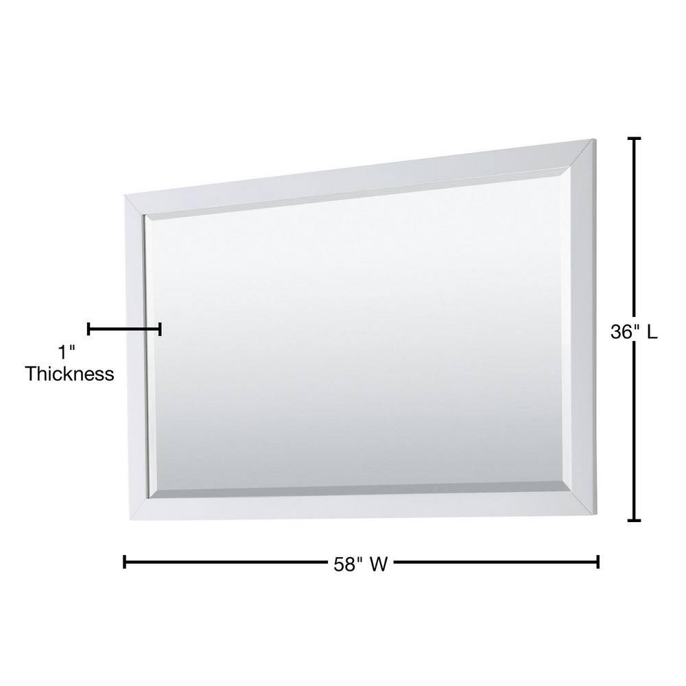 Wyndham Collection Daria 58 in. W x 36 in. H Framed Rectangular Bathroom Vanity Mirror in White WCV2525M58WHT