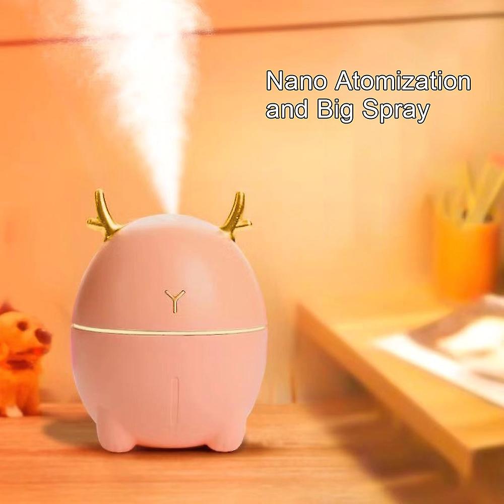 200ml Mini Air Humidifier Cute Deer-shaped Portable Humidifier Aroma Essential Oil Diffuser Mist Maker For Home/office/car Use White