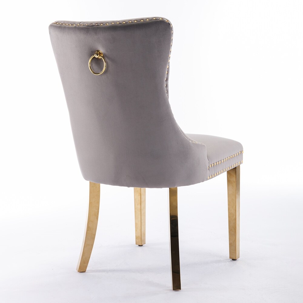 Modern Gray Wing Back Dining Chair Velvet Barstools Lounge Chair