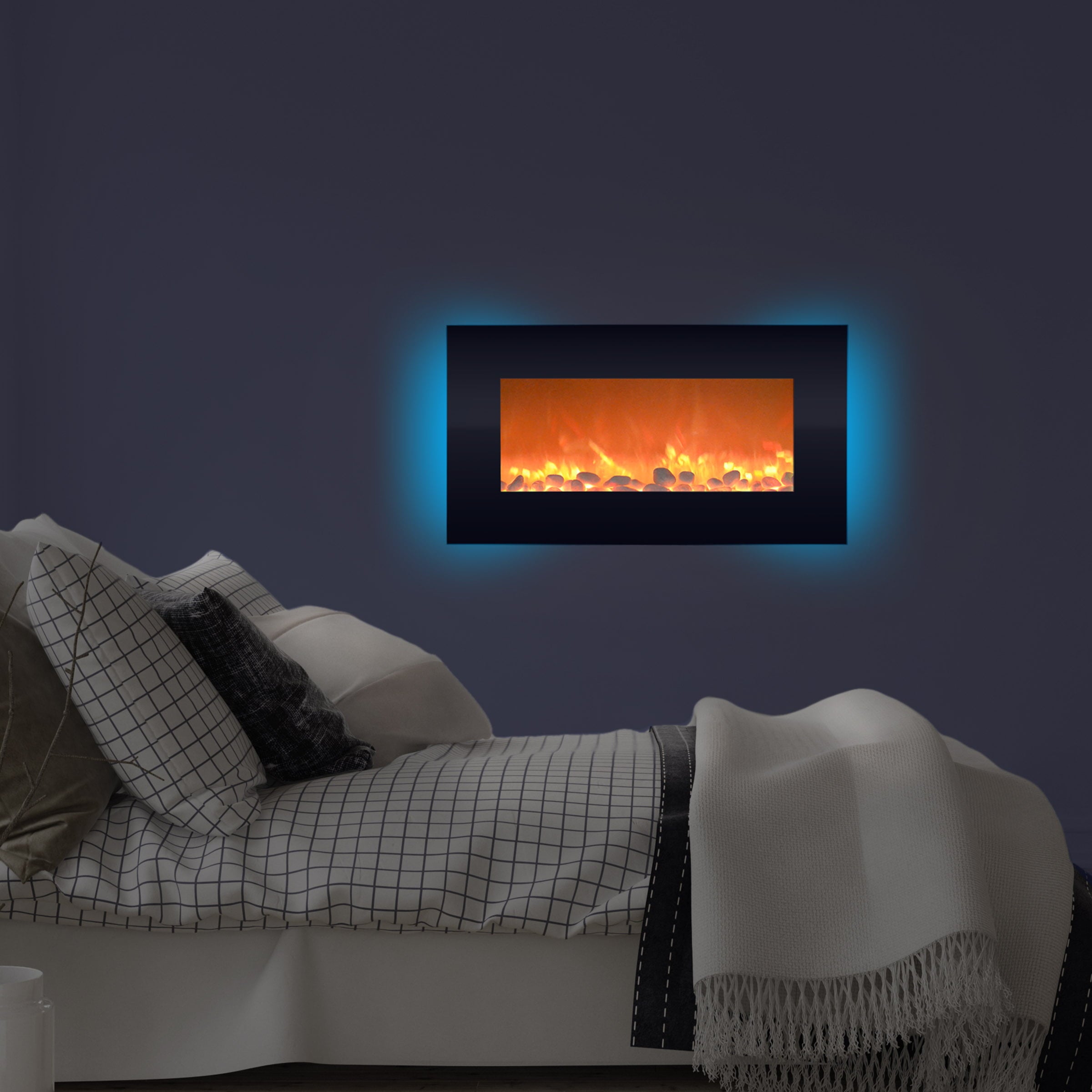 Northwest Electric Fireplace with Remote Control and Adjustable Heat, Black