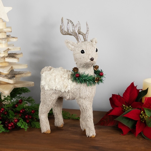 Woodland Reindeer with Wreath Christmas Figure