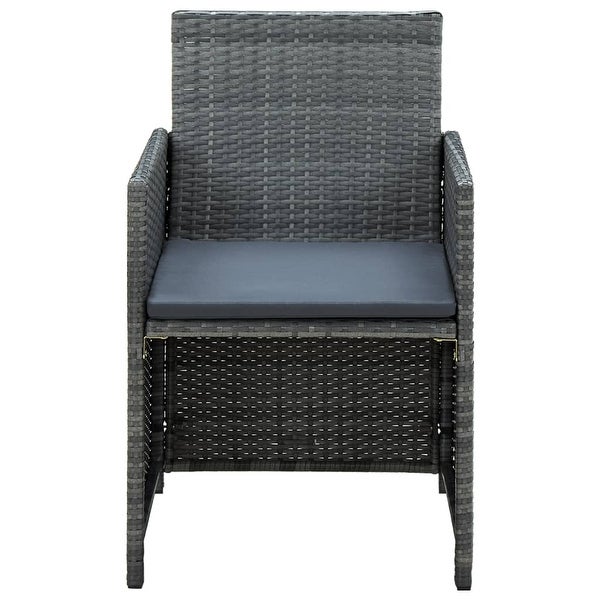 4 Piece Patio Lounge with Cushions Set Poly Rattan Gray - Overstock - 36363500