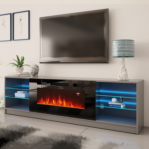 Boston 01 Electric Fireplace Modern Wall Unit Entertainment Center