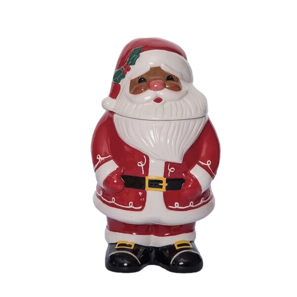 Transpac 10.75 in. Holiday Cheery Santa Cookie Jar