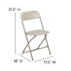 BizChair Folding Chair - Beige Plastic - 2 Pack 650LB Weight Capacity