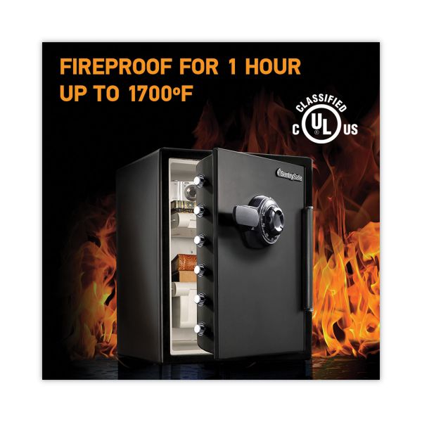 Sentry Safe Fire-Safe with Combination Access， 2 cu ft， 18.6w x 19.3d x 23.8h， Black