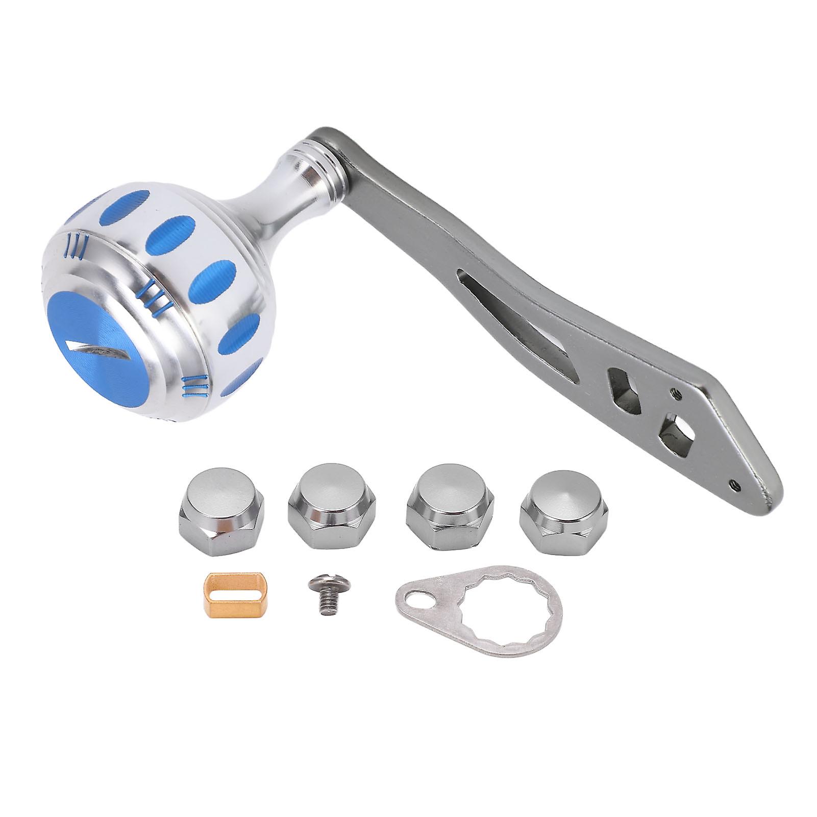 Fishing Reel Handle Metal Power Handle Knob Grip Replacement With Assembly Parts For Baitcasting Drum Reelsilver Blue