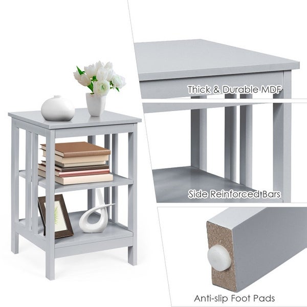 3-Tier Side Table with Baffles and Round Corners