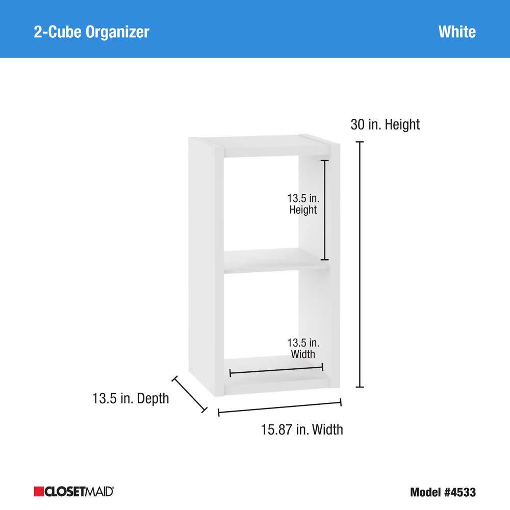 ClosetMaid 30 in. H x 15.87 in. W x 13.50 in. D White Wood Large 2- Cube Organizer 4533