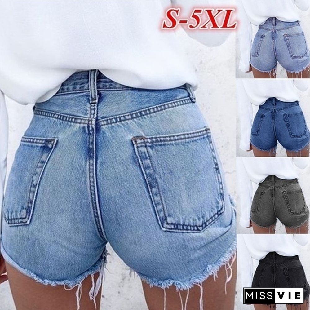 Summer Womens Fashion Hot Style Bodycon Ripped Denim Short Slim Fit Jean Short Pant