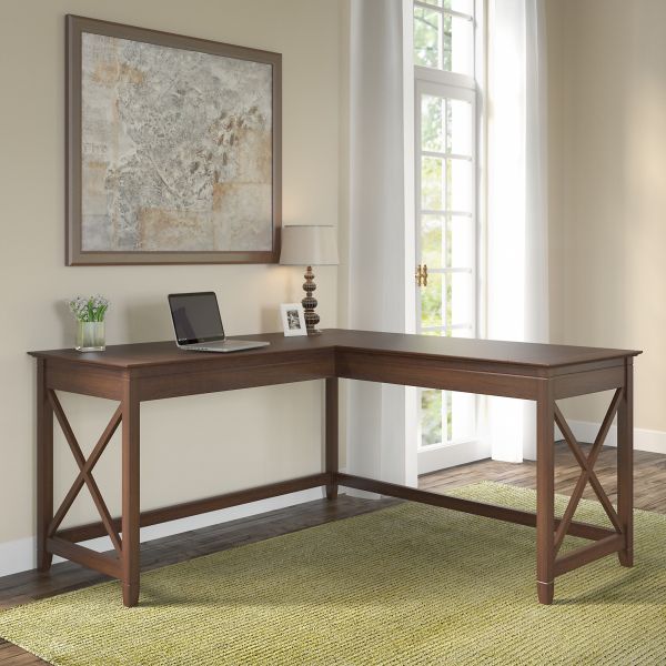 Bush Furniture Key West 60W L Shaped Desk in Bing Cherry