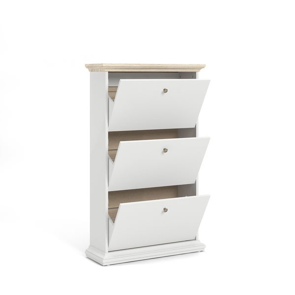 Porch and Den Virginia Contemporary 3-Drawer White Shoe Storage Cabinet - - 11860007