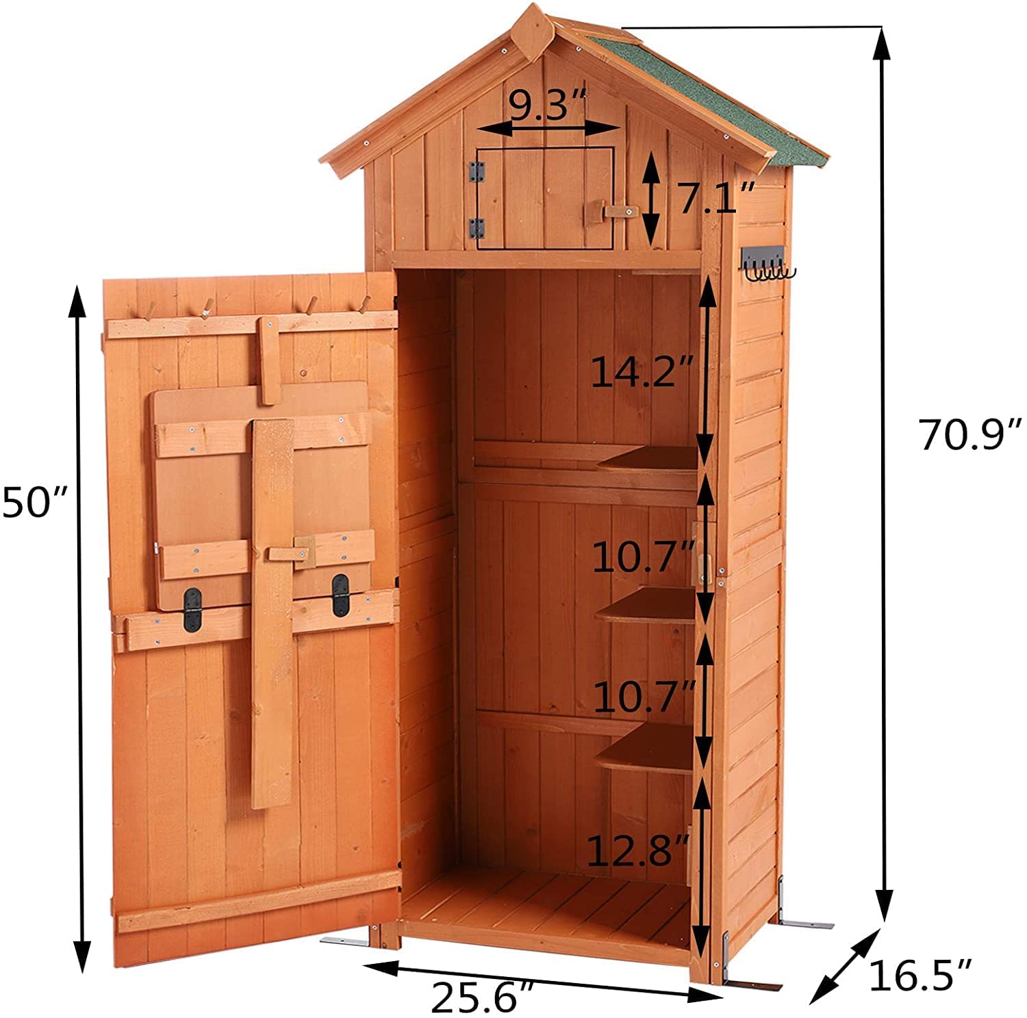 LVUYOYO Outdoor Storage Shed - Waterproof Garden Storage Cabinet with Lockable Doors - Utility Tool Storage Organizer for Backyard, Patio, Garden Deck