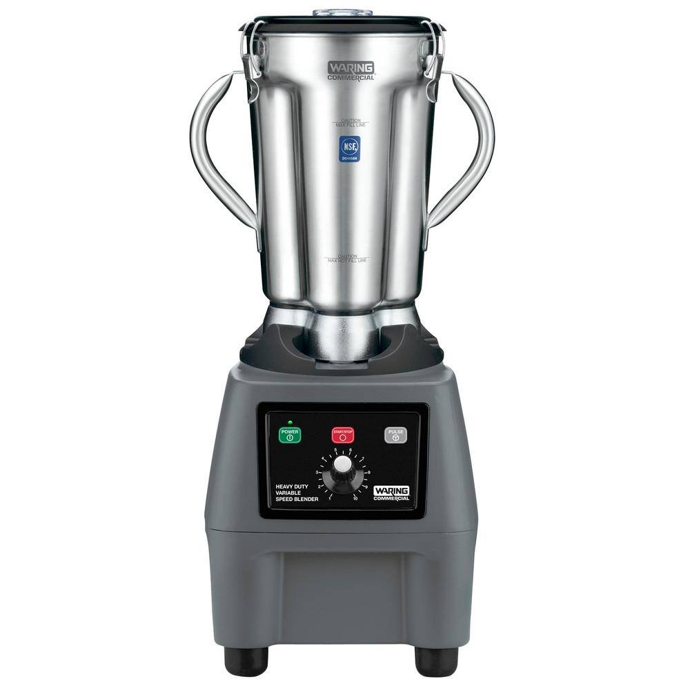 Waring Commercial CB15 128 oz. 10-Speed Stainless Steel Blender Silver with 3.75 HP and Electronic Touchpad Controls CB15V