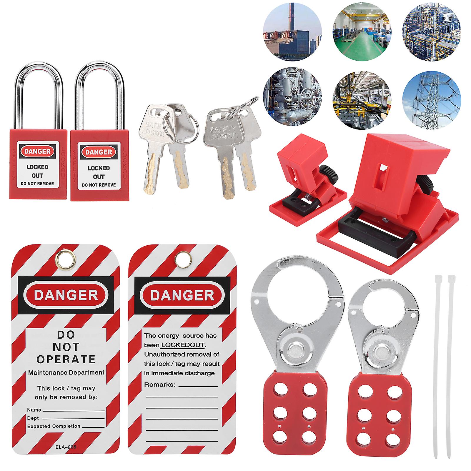 Lockout Tagout Kit Multifunctional With Hasp Warning Tag Safety Red Padlock Portable