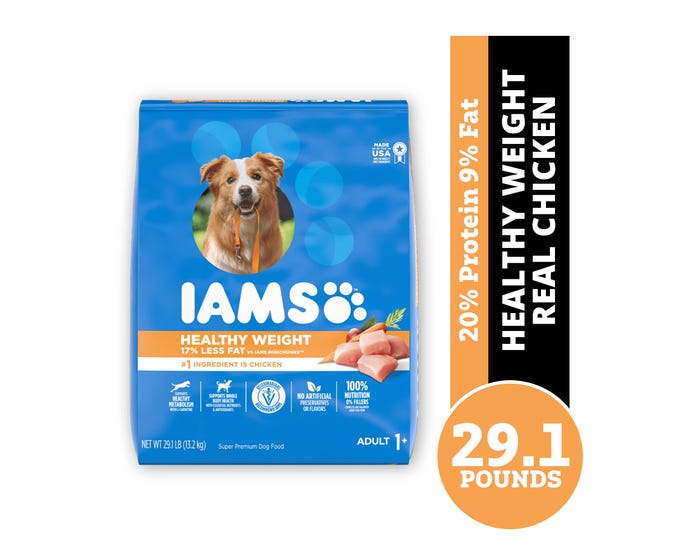 Iams ProActive Health Adult Healthy Weight Dry Dog Food with Real Chicken， 29.1 lb. Bag