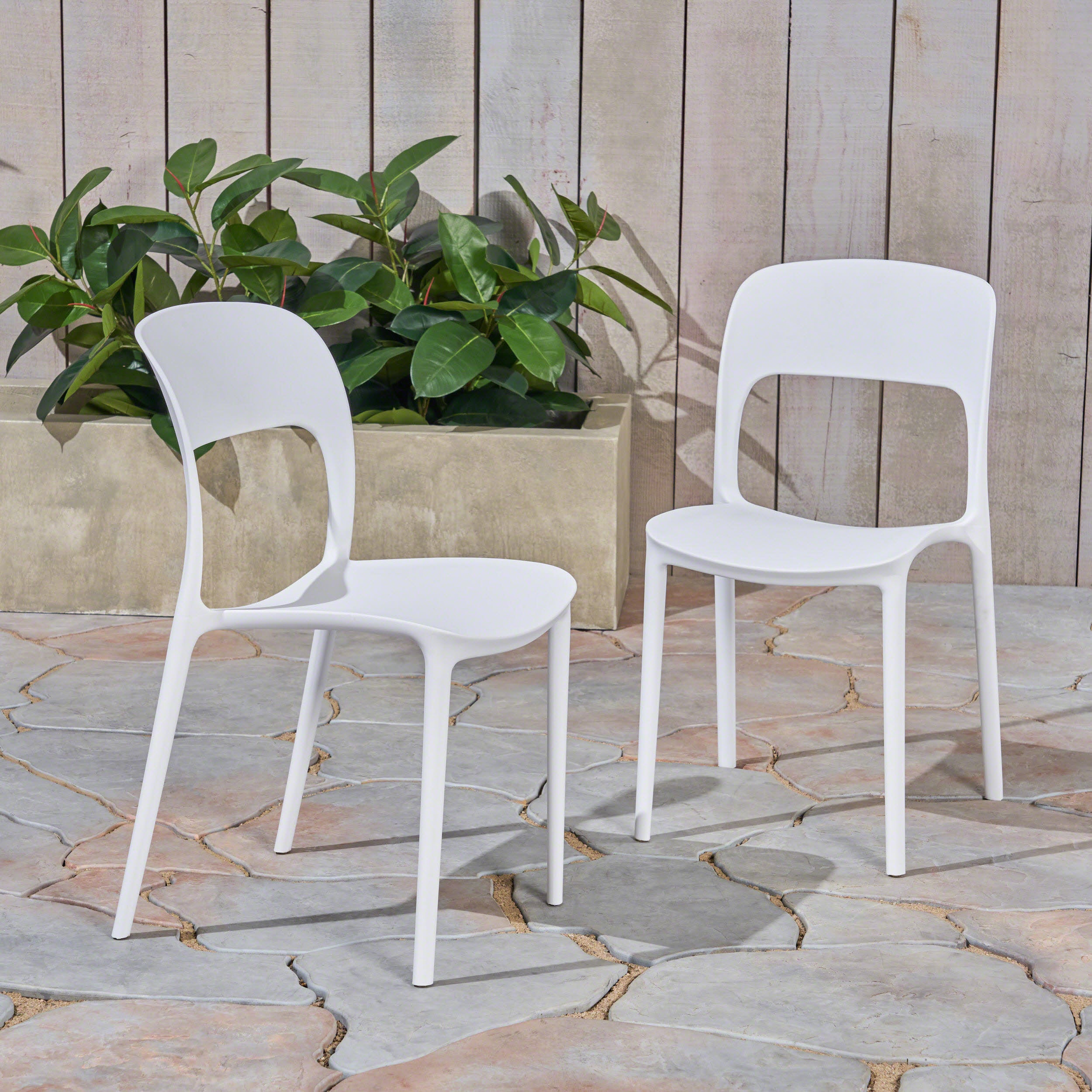 Dean Outdoor Plastic Chairs (Set of 2)