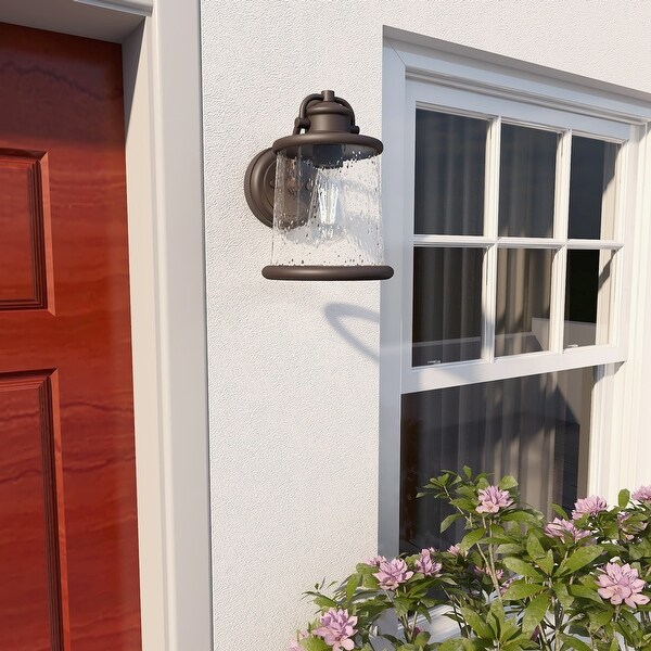 1-light outdoor wall light with light black finish and  seeded glass Shopping - The Best Deals on Outdoor Wall Lanterns | 39888131