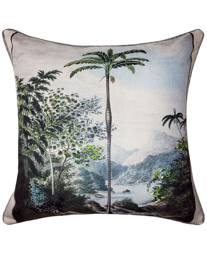 Edie@Home NYBG Tropical Paradise Embroidered Decorative Pillow， 20 x 20