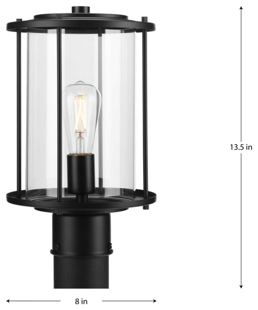 Gunther One Light Matte Black Modern Farmhouse Post Lantern   Transitional   Post Lights   by Buildcom  Houzz