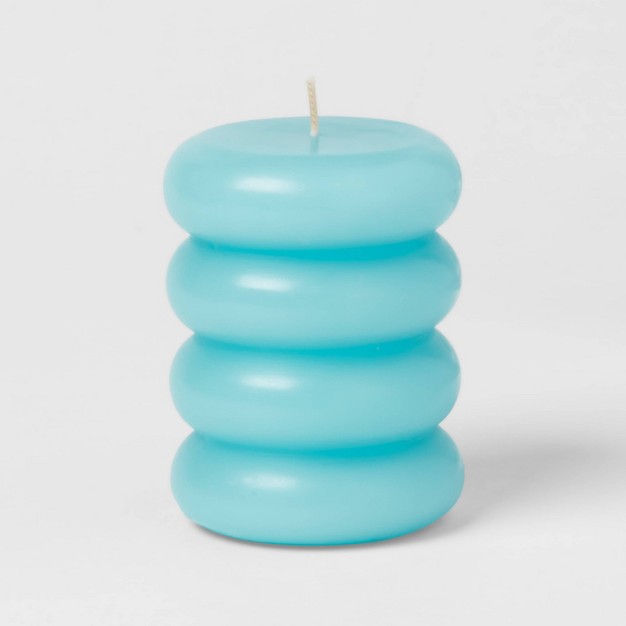 Shaped Pillar Candle Stacked Blue