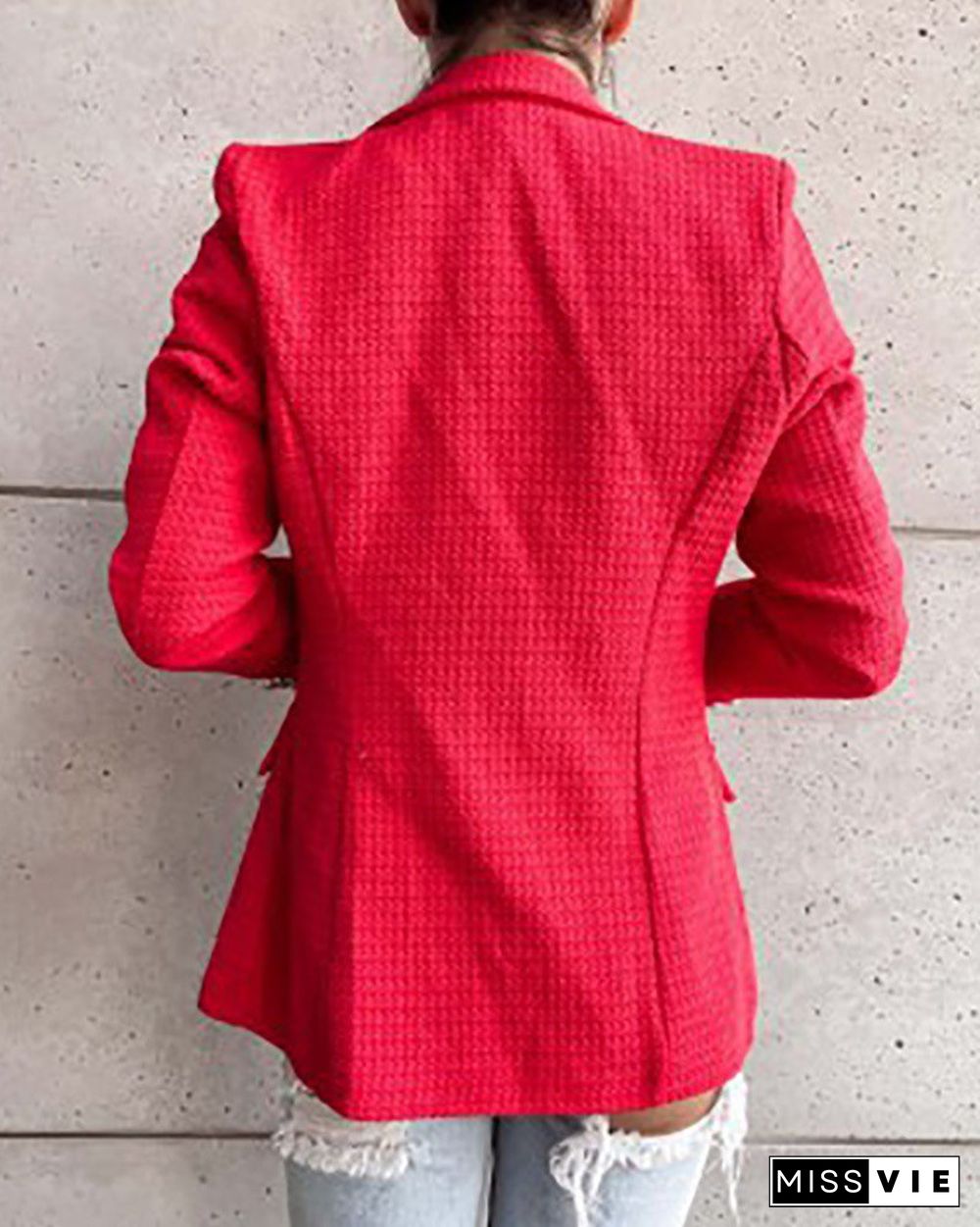 Buttoned Long Sleeve Blazer Coat