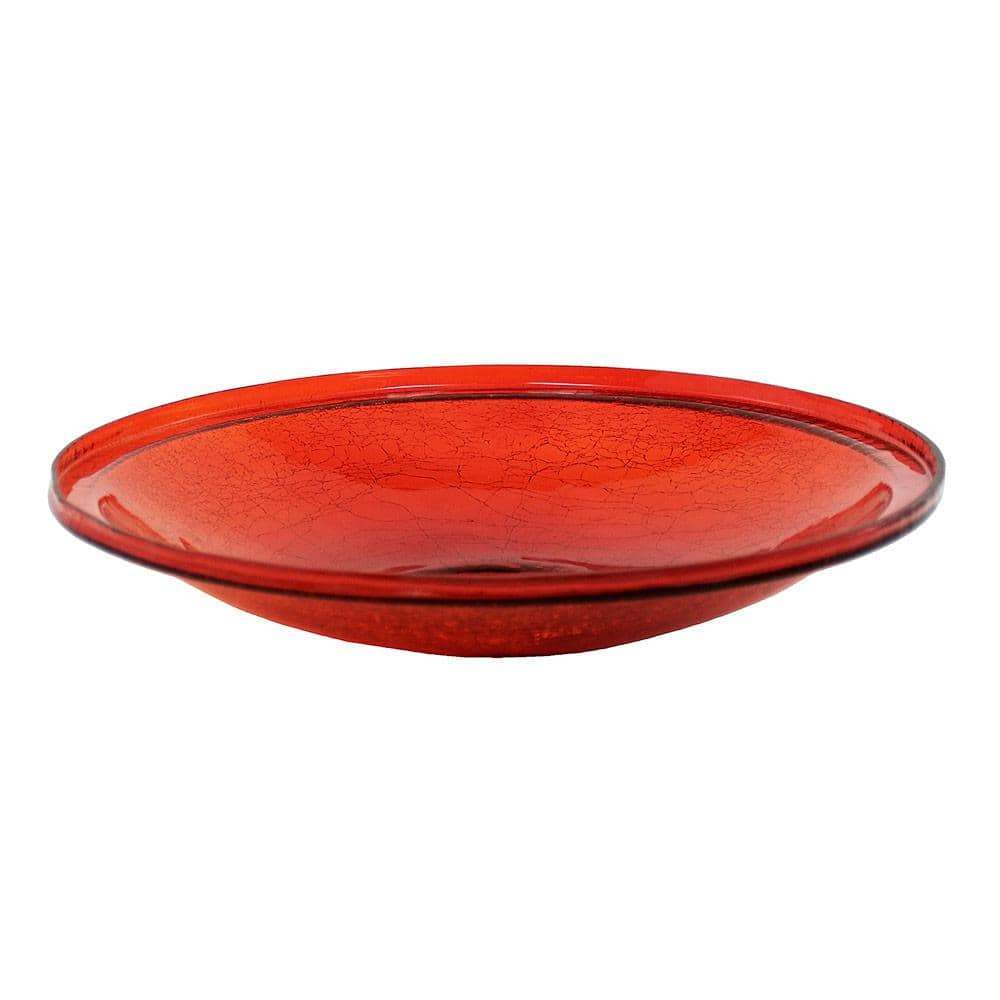 Achla Designs 14 in. Dia Red Reflective Crackle Glass Birdbath Bowl CGB-14R