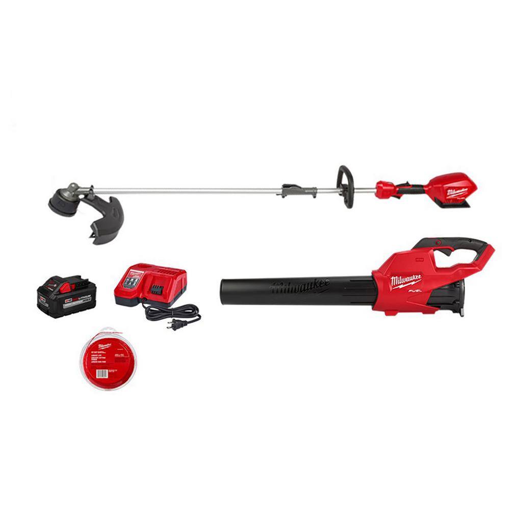 MW M18 FUEL 18-Volt Lithium-Ion Brushless Cordless QUIK-LOK String TrimmerBlower Combo Kit wBattery  .095 Trimmer Line 3000-21-49-16-2713