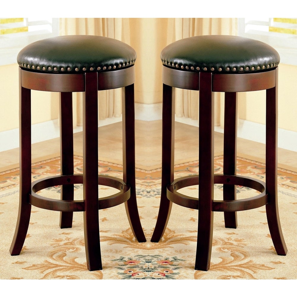 Wilmington Swivel Bar Stools with Nailhead Trim (Set of 2)