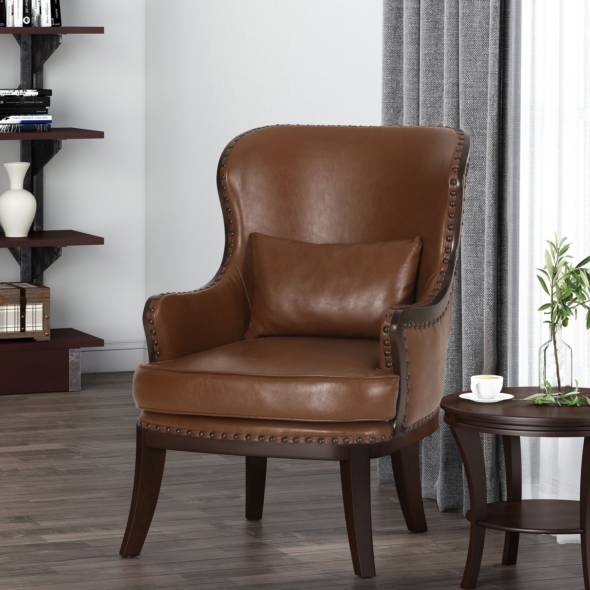 Jett Contemporary Upholstered Accent Chair with Nailhead Trim