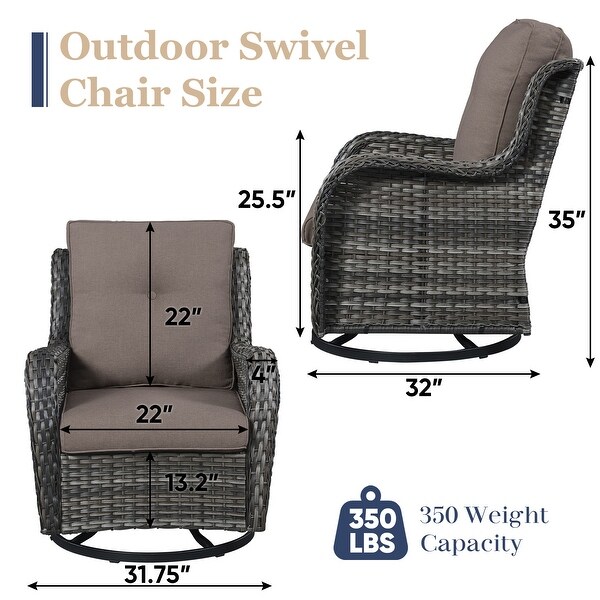 Pocassy PE Wicker Rocking Chair Swivel Chairs Glider Chair