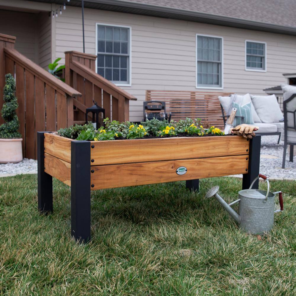 Backyard Discovery 3 ft. 8 in. x 2 ft. 1 in. Teak Wooden Raised Planter 2204058com