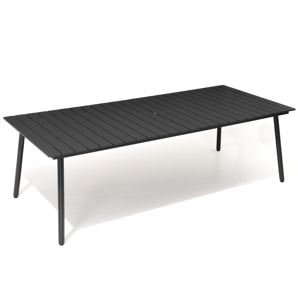 Pellebant Outdoor Rectangle Aluminum Dining Table with Umbrella Hole